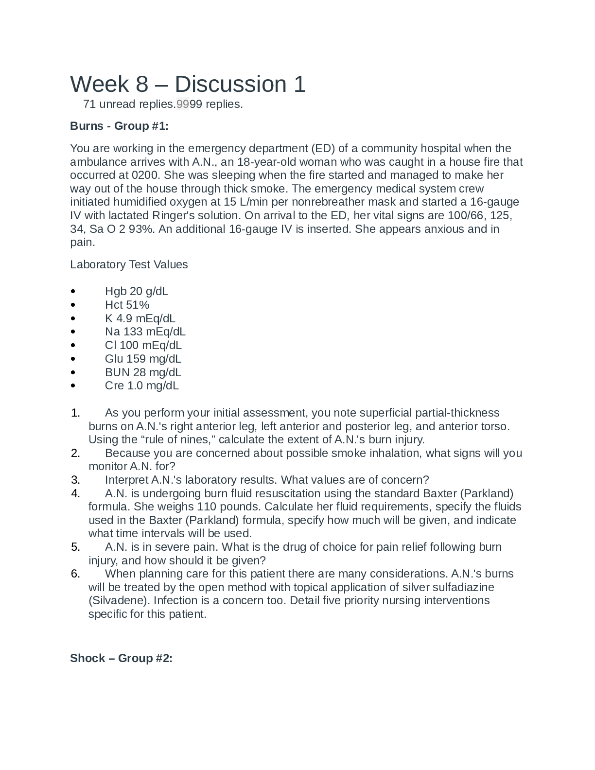 Preview image for Advance Med Surg Week 8 Discussion 2022